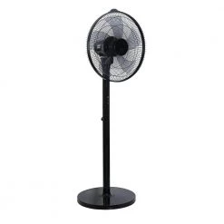 Aoibox Simple Deluxe Oscillating 14 .5 in. Adjustable 12-Speeds Pedestal Stand Fan with Remote Control, 9-Hours Timer, Black