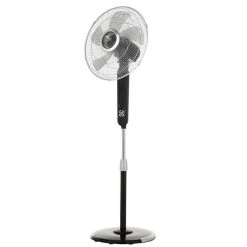 SPT Adjustable-Height 57 in. Oscillating Pedestal Fan with Touch-Stop Sensor -Fans Shop black spt pedestal fans sf 16t07a 76 1000