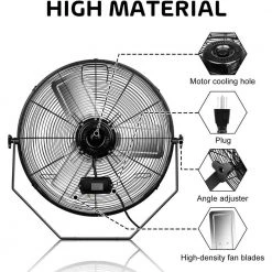 Tidoin 24 in. Black 3-Speed Round High Velocity Air Movement Mounted Wall Fan -Fans Shop black tidoin wall mounted fans dhs ydhf mnt24 4f 1000
