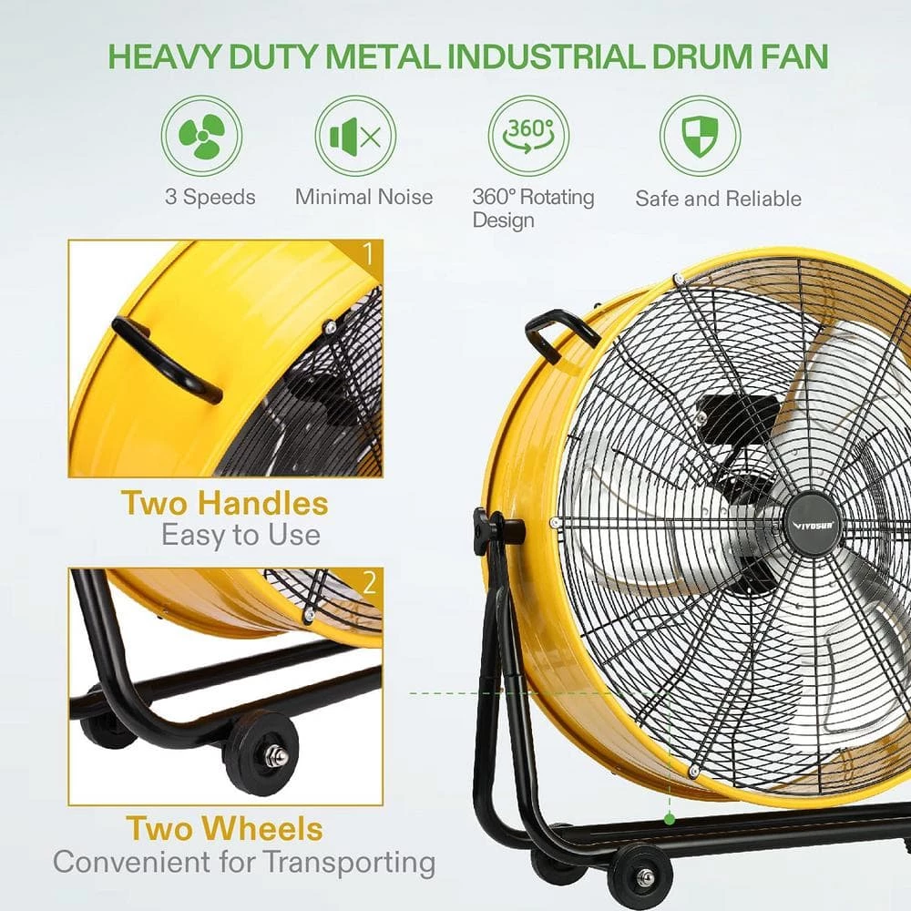 VIVOSUN 24 in. Industrial 3-Speed Tilt Drum Fan 4 VIVOSUN 24 in. Industrial 3-Speed Tilt Drum Fan - Image 4