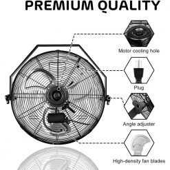 Amucolo 18 in. 1-Box Black 3-Speed High Velocity Wall Mount Fan (2-Pack) -Fans Shop black wall mounted fans dhs cyw1 2931 4f 1000