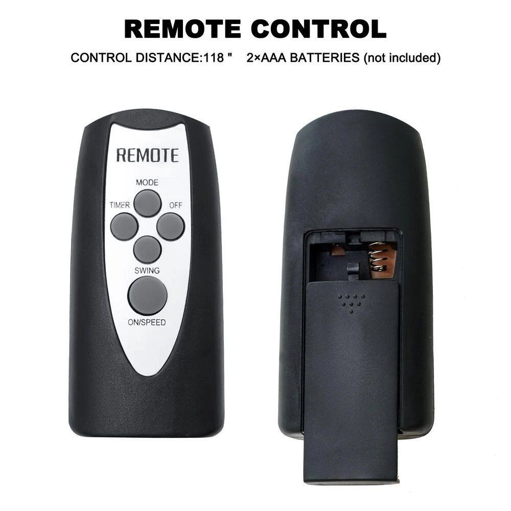 Tidoin 18 in. Black 3-Speed Mounted Wall Fan with 90 Degree Horizontal Oscillating, 4 Hours Timer and 5 Blade 7 Tidoin 18 in. Black 3-Speed Mounted Wall Fan with 90 Degree Horizontal Oscillating, 4 Hours Timer and 5 Blade - Image 7