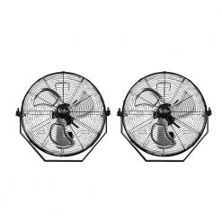 Tidoin 20 in. 3-Speed 4650 CFM Round Indoor High Velocity Air Movement Mounted Wall Fan in Black (2-Pack)