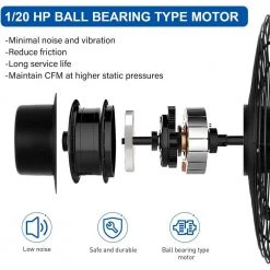 Unbranded 12 in. Exhaust Fan Aluminum, High Speed 1300RPM Silver -Fans Shop black wall mounted fans dhs0ra0713007 4f 1000