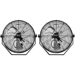 Aoibox 18 in. Indoor/Outdoor Black Industrial Wall Mount Fan 3-Speed Commercial Ventilation Metal High Velocity Fan, 2 pack