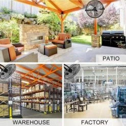 Aoibox 18 in. Black Industrial Wall Mount Fan 3-Speed Indoor/OutdoorCommercial Ventilation Metal High Velocity Fan -Fans Shop black wall mounted fans snmx029 h 76 1000