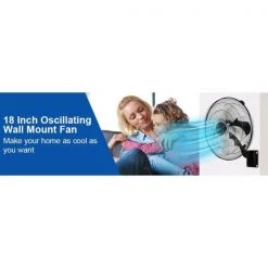 Aoibox 18 in. Indoor/Outdoor Black Household Commercial 5-Speed Settings Wall Mount Fan 90-Degree Horizontal Oscillation -Fans Shop black wall mounted fans snmx031 76 1000