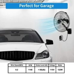 Aoibox 18 in. Indoor/Outdoor Black Household Commercial 5-Speed Settings Wall Mount Fan 90-Degree Horizontal Oscillation -Fans Shop black wall mounted fans snmx031 fa 1000