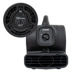 XPOWER 600 CFM 3-Speed Multi-Purpose Mini Mighty Air Mover Utility Blower Fan with Power Outlets -Fans Shop black xpower blower fans p 80a black 44 1000