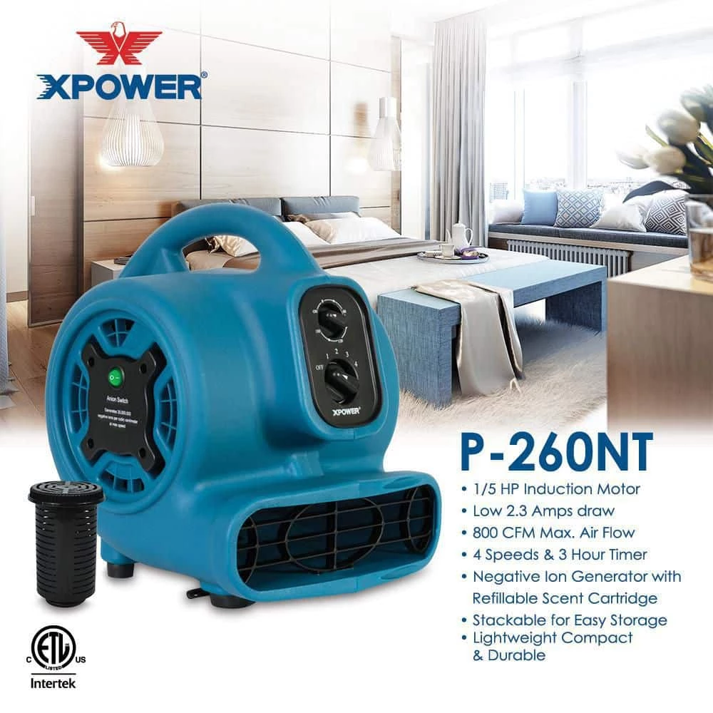 XPOWER Freshen Aire 8.75 in. 800 CFM 4 Speeds Scented Air Mover Blower Fan with Timer and Negative Ion Generator 10 XPOWER Freshen Aire 8.75 in. 800 CFM 4 Speeds Scented Air Mover Blower Fan with Timer and Negative Ion Generator - Image 10