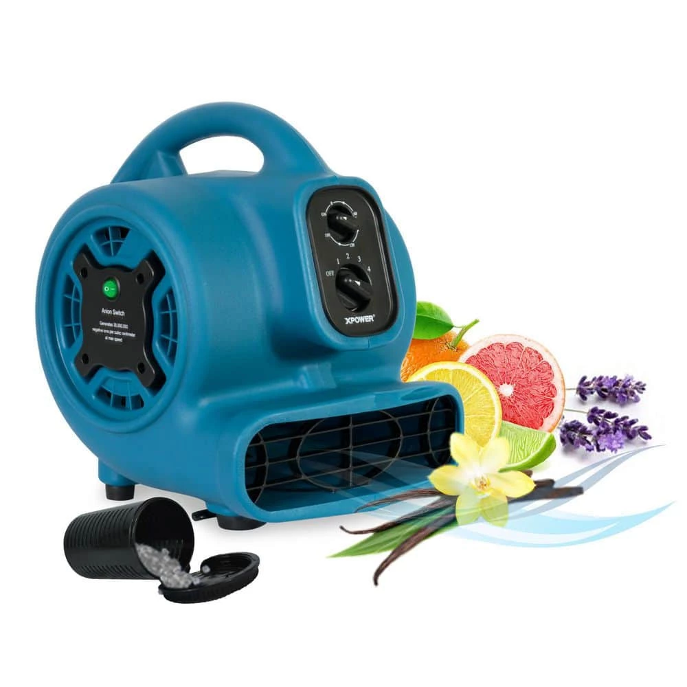 XPOWER Freshen Aire 8.75 in. 800 CFM 4 Speeds Scented Air Mover Blower Fan with Timer and Negative Ion Generator 1 XPOWER Freshen Aire 8.75 in. 800 CFM 4 Speeds Scented Air Mover Blower Fan with Timer and Negative Ion Generator