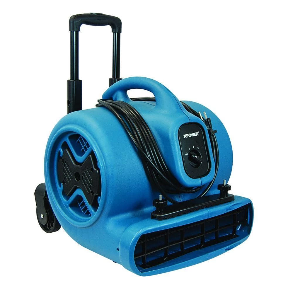 XPOWER 1/2 HP Air Mover Blower Fan with Telescopic Handle and Wheels and Carpet Clamp 1 XPOWER 1/2 HP Air Mover Blower Fan with Telescopic Handle and Wheels and Carpet Clamp
