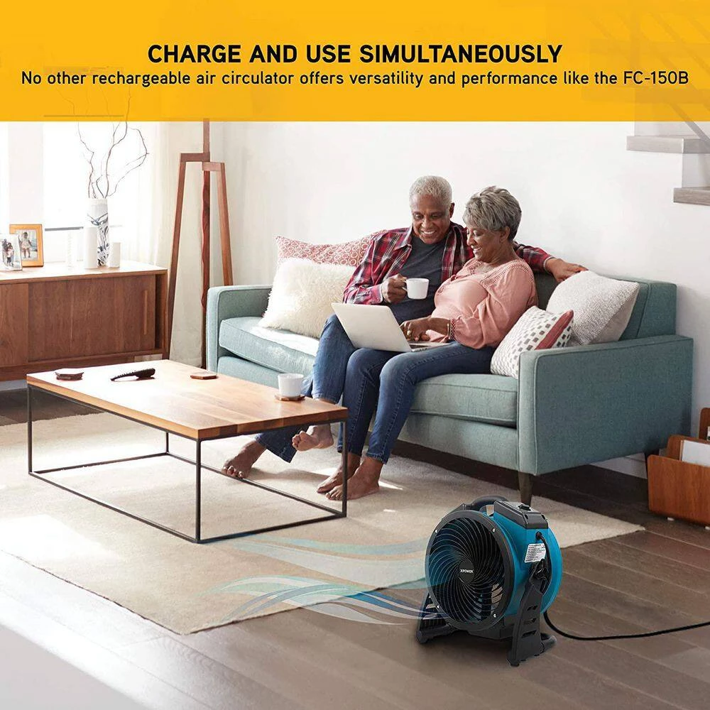 XPOWER Cordless Rechargeable 11 in. Variable Speed Drum Fan with Charging Cable and USB Outlet 7 XPOWER Cordless Rechargeable 11 in. Variable Speed Drum Fan with Charging Cable and USB Outlet - Image 7