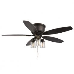 Hampton Bay Stoneridge 52 in. Indoor/Outdoor LED Bronze Hugger Ceiling Fan with Light Kit and 5 Reversible Blades -Fans Shop bronze hampton bay ceiling fans with lights 51974 44 1000