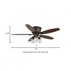 Hampton Bay Stoneridge 52 in. Indoor/Outdoor LED Bronze Hugger Ceiling Fan with Light Kit and 5 Reversible Blades -Fans Shop bronze hampton bay ceiling fans with lights 51974 a0 1000