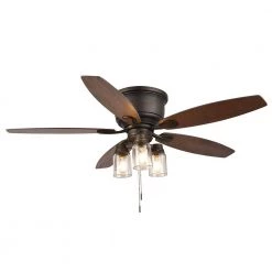 Hampton Bay Stoneridge 52 in. Indoor/Outdoor LED Bronze Hugger Ceiling Fan with Light Kit and 5 Reversible Blades -Fans Shop bronze hampton bay ceiling fans with lights 51974 c3 1000