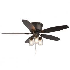 Hampton Bay Stoneridge 52 in. Indoor/Outdoor LED Bronze Hugger Ceiling Fan with Light Kit and 5 Reversible Blades -Fans Shop bronze hampton bay ceiling fans with lights 51974 fa 1000