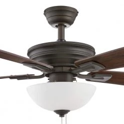 Hampton Bay Wellston II 44 in. Indoor LED Bronze Dry Rated Downrod Ceiling Fan with Light Kit and 5 Reversible Blades -Fans Shop bronze hampton bay ceiling fans with lights 52044 77 1000