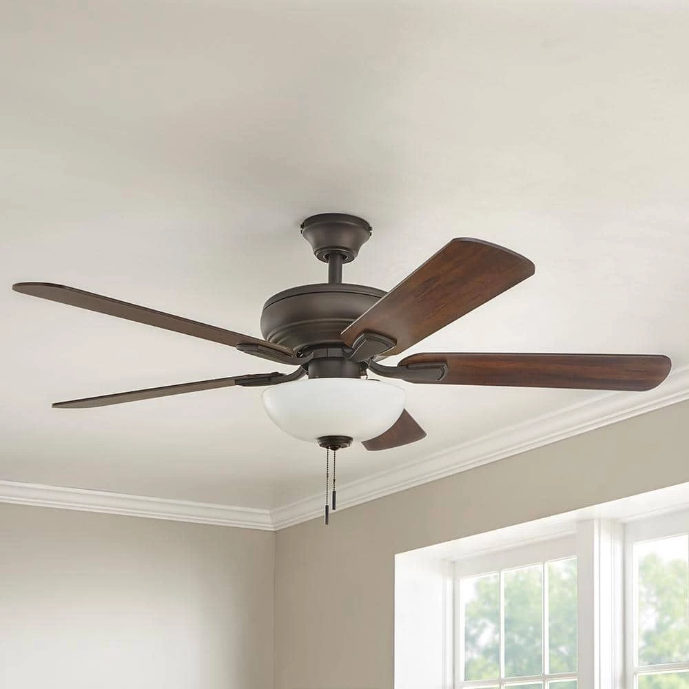 Hampton Bay Rothley II 52 in. Indoor LED Bronze Ceiling Fan with Light Kit, Downrod, Reversible Motor and Reversible Blades 2 Hampton Bay Rothley II 52 in. Indoor LED Bronze Ceiling Fan with Light Kit, Downrod, Reversible Motor and Reversible Blades - Image 2