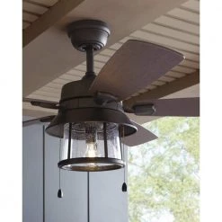 Home Decorators Collection Shanahan 52 in. Indoor/Outdoor LED Bronze Ceiling Fan with Light Kit, Downrod and Reversible Blades -Fans Shop bronze home decorators collection ceiling fans with lights 59201 66 1000