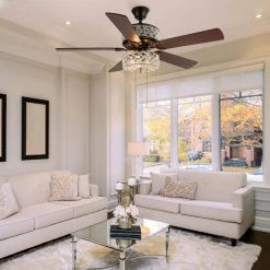 River of Goods Gracie Grand 52 in. Silver with Clear Crystal LED Ceiling Fan With Light -Fans Shop bronze river of goods ceiling fans with lights 20076 1d 1000