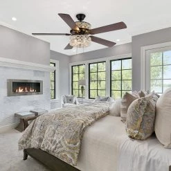 River of Goods Gracie Grand 52 in. Silver with Clear Crystal LED Ceiling Fan With Light -Fans Shop bronze river of goods ceiling fans with lights 20076 31 1000