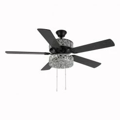 River of Goods Gracie Grand 52 in. Silver with Clear Crystal LED Ceiling Fan With Light -Fans Shop bronze river of goods ceiling fans with lights 20076 4f 1000