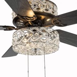 River of Goods Gracie Grand 52 in. Silver with Clear Crystal LED Ceiling Fan With Light -Fans Shop bronze river of goods ceiling fans with lights 20076 fa 1000
