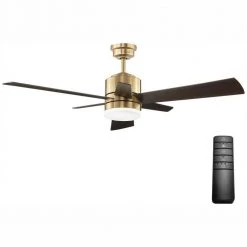Home Decorators Collection Hexton 52 in. Indoor Integrated LED Brushed Gold Ceiling Fan with Light Kit, Remote Control and 6 Reversible Blades
