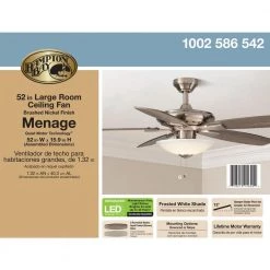 Hampton Bay Menage 52 in. Integrated LED Indoor Low Profile Brushed Nickel Ceiling Fan with Light Kit -Fans Shop brushed nickel hampton bay ceiling fans with lights 14600 31 1000