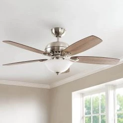Hampton Bay Southwind II 52 in. Indoor LED Brushed Nickel Ceiling Fan with Light Kit, Reversible Blades and Remote Control -Fans Shop brushed nickel hampton bay ceiling fans with lights 50279 31 1000