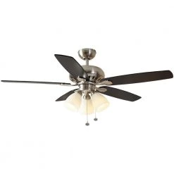 Hampton Bay Rockport 52 in. Indoor LED Brushed Nickel Ceiling Fan with Light Kit, Downrod, Reversible Blades and Reversible Motor -Fans Shop brushed nickel hampton bay ceiling fans with lights 51750 fa 1000