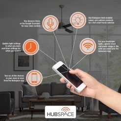 Hampton Bay Fanelee 54 in. White Color Changing Integrated LED Brushed Nickel Smart Hubspace Ceiling Fan with Light Kit and Remote -Fans Shop brushed nickel hampton bay ceiling fans with lights 52133 31 1000