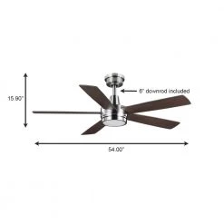 Hampton Bay Fanelee 54 in. White Color Changing Integrated LED Brushed Nickel Smart Hubspace Ceiling Fan with Light Kit and Remote -Fans Shop brushed nickel hampton bay ceiling fans with lights 52133 40 1000