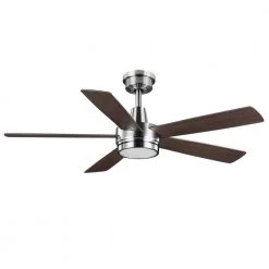 Hampton Bay Fanelee 54 in. White Color Changing Integrated LED Brushed Nickel Smart Hubspace Ceiling Fan with Light Kit and Remote -Fans Shop brushed nickel hampton bay ceiling fans with lights 52133 4f 1000