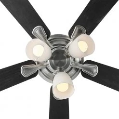 Hampton Bay Riley 44 in. Indoor LED Brushed Nickel Ceiling Fan with Light Kit, 5 QuickInstall Reversible Blades and Remote Control -Fans Shop brushed nickel hampton bay ceiling fans with lights 52144 1d 1000