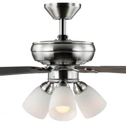 Hampton Bay Riley 44 in. Indoor LED Brushed Nickel Ceiling Fan with Light Kit, 5 QuickInstall Reversible Blades and Remote Control -Fans Shop brushed nickel hampton bay ceiling fans with lights 52144 76 1000