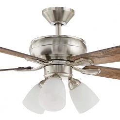 Hampton Bay Riley 44 in. Indoor LED Brushed Nickel Ceiling Fan with Light Kit, 5 QuickInstall Reversible Blades and Remote Control -Fans Shop brushed nickel hampton bay ceiling fans with lights 52144 77 1000