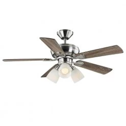 Hampton Bay Riley 44 in. Indoor LED Brushed Nickel Ceiling Fan with Light Kit, 5 QuickInstall Reversible Blades and Remote Control -Fans Shop brushed nickel hampton bay ceiling fans with lights 52144 c3 1000