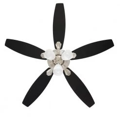 Hampton Bay Sidlow 52 in. Indoor LED Brushed Nickel Hugger Dry Rated Ceiling Fan with 5 QuickInstall Reversible Blades and Light Kit -Fans Shop brushed nickel hampton bay ceiling fans with lights 52151 77 1000