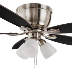 Hampton Bay Sidlow 52 in. Indoor LED Brushed Nickel Hugger Dry Rated Ceiling Fan with 5 QuickInstall Reversible Blades and Light Kit -Fans Shop brushed nickel hampton bay ceiling fans with lights 52151 d4 1000