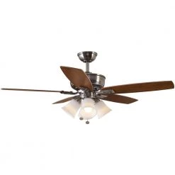 Hampton Bay Devron 52 in. LED Indoor Brushed Nickel Ceiling Fan with Light Kit -Fans Shop brushed nickel hampton bay ceiling fans with lights 57233 1f 1000