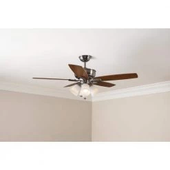 Hampton Bay Devron 52 in. LED Indoor Brushed Nickel Ceiling Fan with Light Kit -Fans Shop brushed nickel hampton bay ceiling fans with lights 57233 40 1000