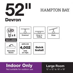 Hampton Bay Devron 52 in. LED Indoor Brushed Nickel Ceiling Fan with Light Kit -Fans Shop brushed nickel hampton bay ceiling fans with lights 57233 44 1000
