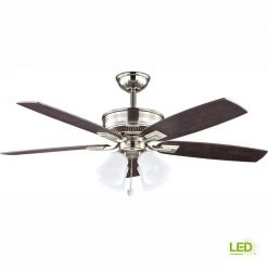Hampton Bay Devron 52 in. LED Indoor Brushed Nickel Ceiling Fan with Light Kit