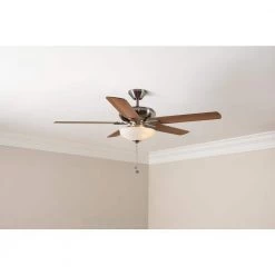 Hampton Bay Holly Springs 52 in. LED Indoor Brushed Nickel Ceiling Fan with Light Kit -Fans Shop brushed nickel hampton bay ceiling fans with lights 57269 1d 1000
