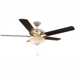 Hampton Bay Holly Springs 52 in. LED Indoor Brushed Nickel Ceiling Fan with Light Kit
