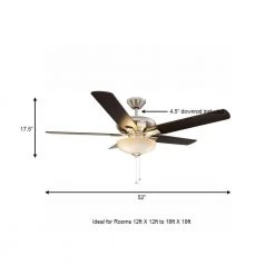 Hampton Bay Holly Springs 52 in. LED Indoor Brushed Nickel Ceiling Fan with Light Kit -Fans Shop brushed nickel hampton bay ceiling fans with lights 57269 a0 1000