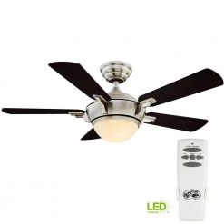 Hampton Bay Midili 44 in. Indoor LED Brushed Nickel Dry Rated Ceiling Fan with 5 Reversible Blades, Light Kit and Remote Control 23 Hampton Bay Midili 44 in. Indoor LED Brushed Nickel Dry Rated Ceiling Fan with 5 Reversible Blades, Light Kit and Remote Control -Fans Shop brushed nickel hampton bay ceiling fans with lights 68044 44 1000