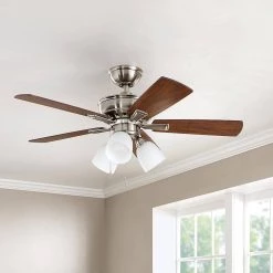 Hampton Bay Vaurgas 44 in. LED Indoor Brushed Nickel Ceiling Fan with Light Kit 26 Hampton Bay Vaurgas 44 in. LED Indoor Brushed Nickel Ceiling Fan with Light Kit -Fans Shop brushed nickel hampton bay ceiling fans with lights 68144 fa 1000